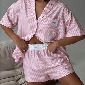 Princess Polly Early Riser Sleep Shorts Pink Stripe